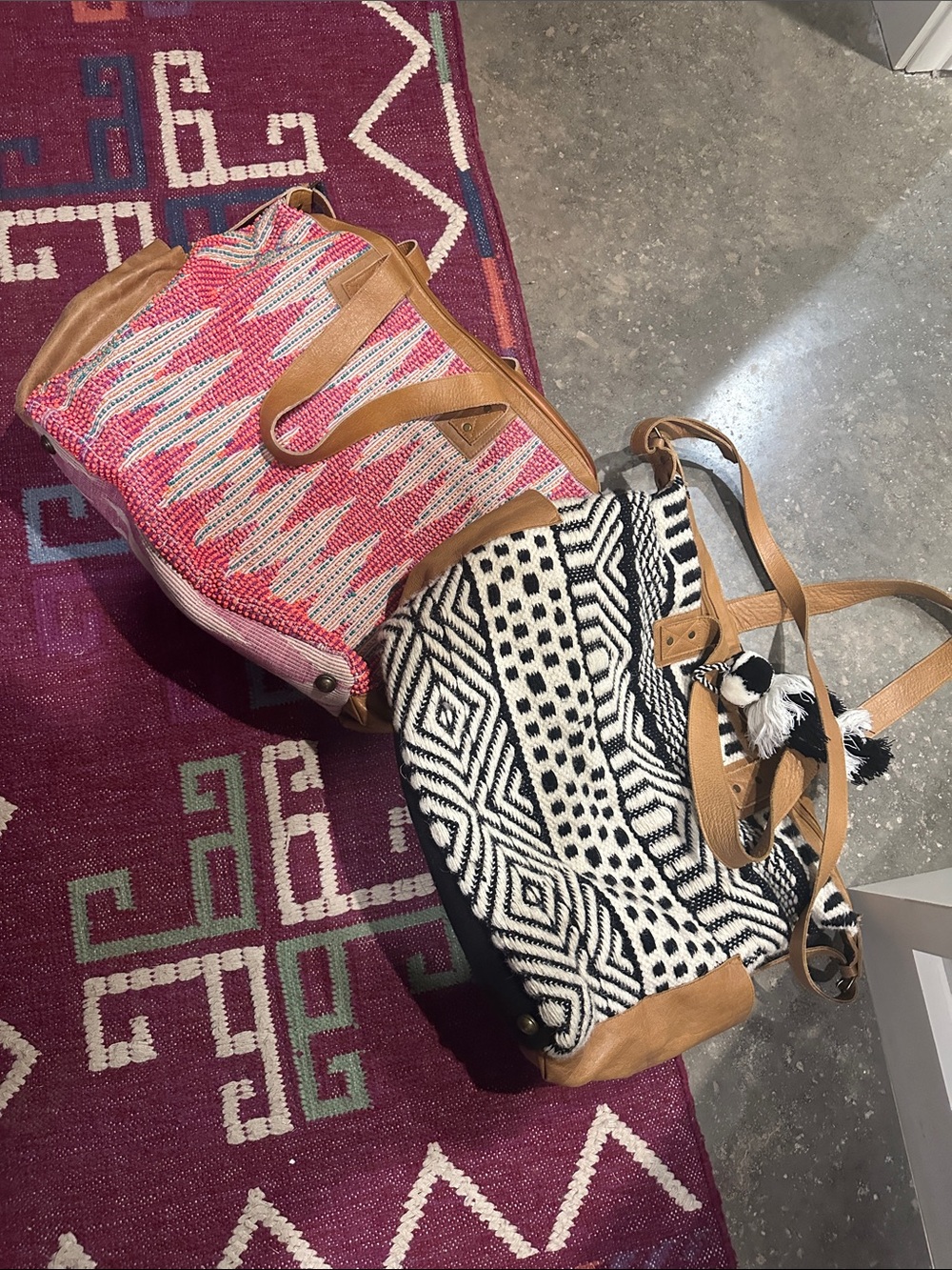 Stanley Street Bags Woven Geometric Travel Weekenders (Set of 2)